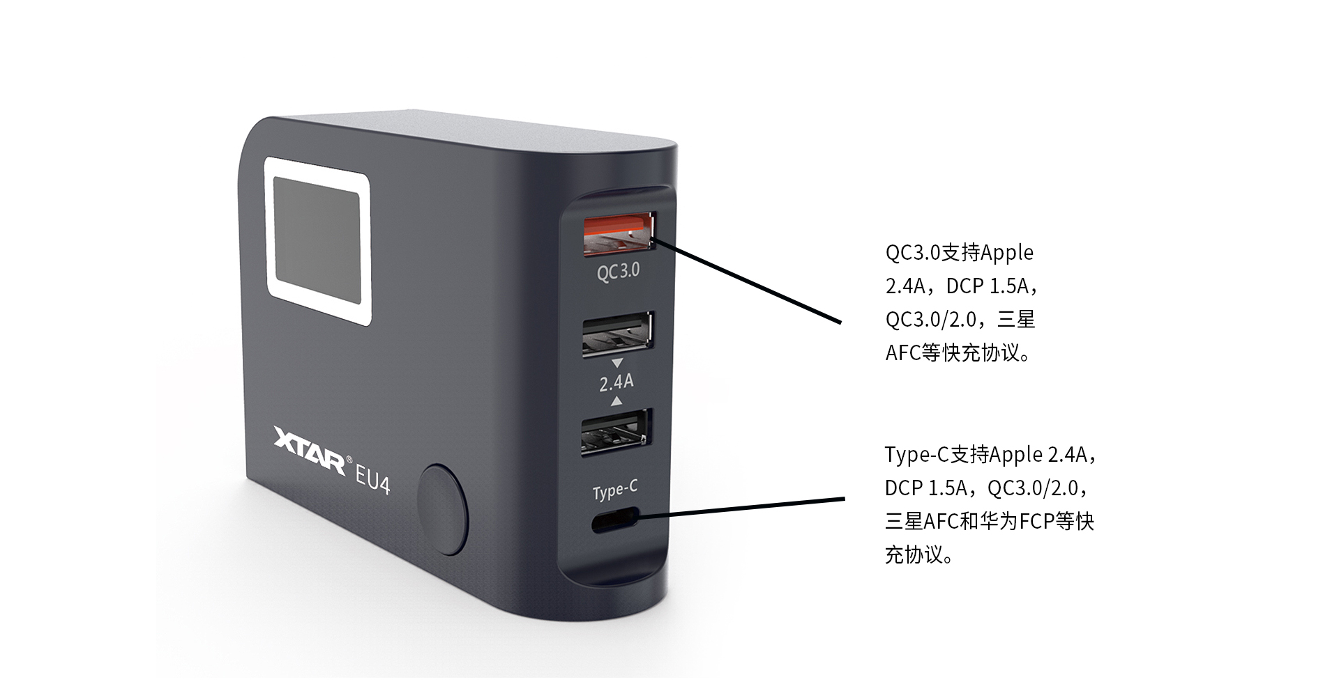 EU4 64W 4口USB充电器